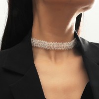 Чокер лента с белыс стеклярусом "Total White ", белый чокер 
