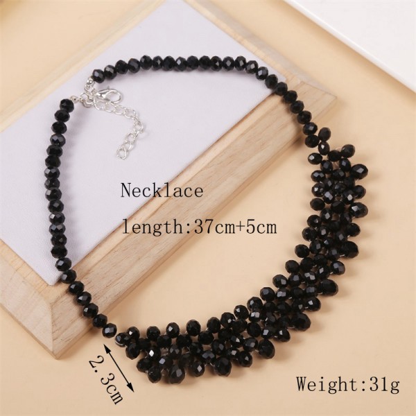 Чокер із чорним стеклярусом "Black Snone", чорний чокер