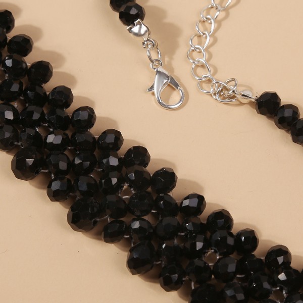 Чокер із чорним стеклярусом "Black Snone", чорний чокер