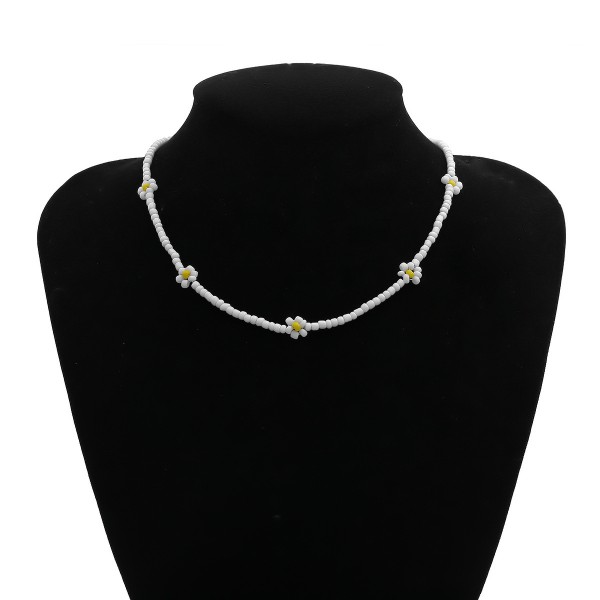 Ланцюжок із білого бісеру з ромашками "White Daisies", 1шт