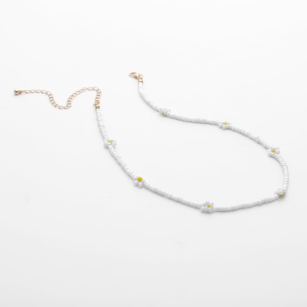 Ланцюжок із білого бісеру з ромашками "White Daisies", 1шт