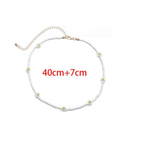 Ланцюжок із білого бісеру з ромашками "White Daisies", 1шт