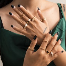 Каблучки "Gold Rings", набір каблучок, 10 штук
