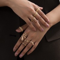 Каблучки набір "Gold Snake", набір каблучок 8 штук
