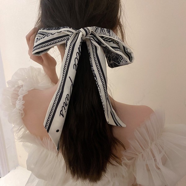 Резинка з перлами і бантом-стрічкою "France Paris", резинка бант, резинка зі стрічкою 