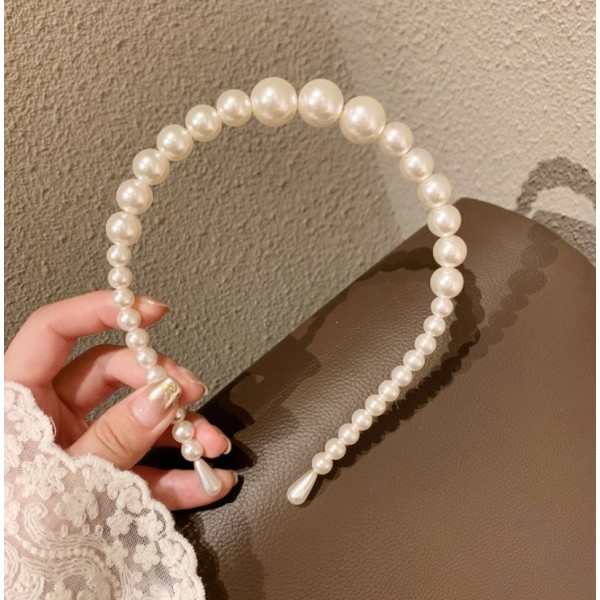 Обруч для волосся, з перлами, "Big Pearls", білий