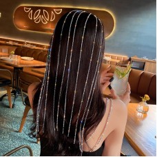 Обруч з нитками та фіанітовим камінням "Nude Shine", обруч для волосся з камінням