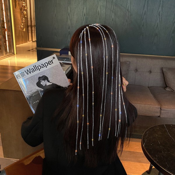 Обруч з нитками та фіанітовим камінням "Nude Shine", обруч для волосся з камінням