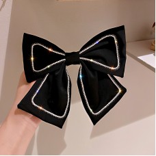 Шпилька-бант для волосся зі стразами "Shine Bow", чорний бант для волосся