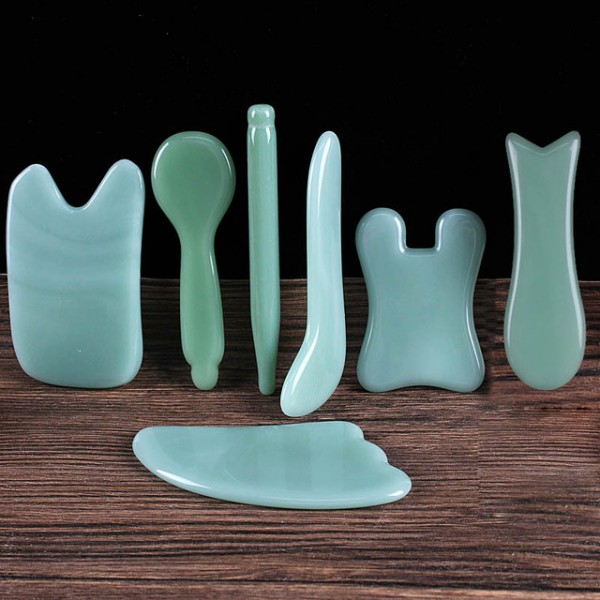 Шкребок ГуаШа Ложечка, зелене скло, 2х11,5 см