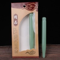 Скребок ГуаШа Акупунктурная Ручка, зеленое стекло, 1х12 см