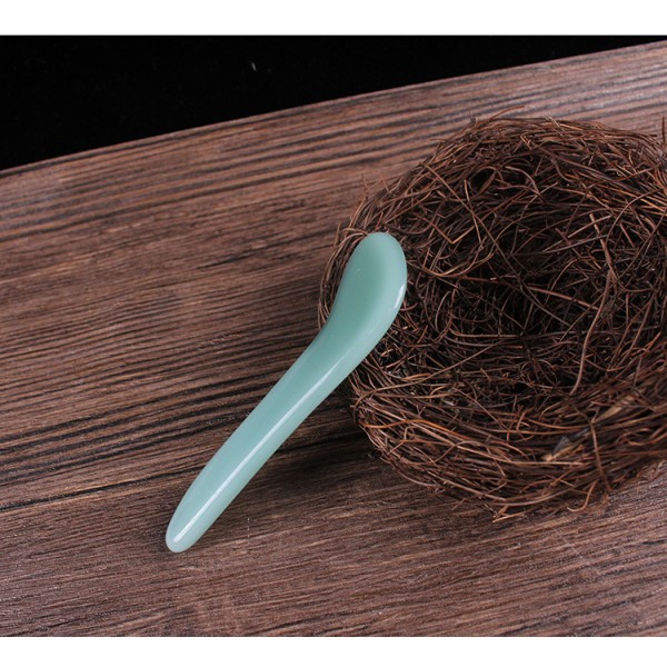 Шкребок ГуаШа Ложечка, зелене скло, 2х11,5 см