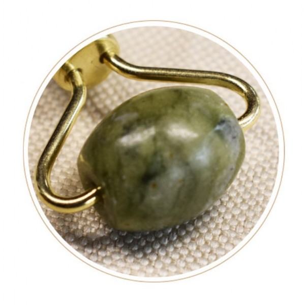 Ролик темний нефритовий для масажу обличчя, темний зелений нефритовий роллер