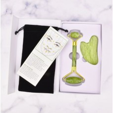 Набір для масажу гуаша: нефритовий ролик і нефритовий скребок Галочка