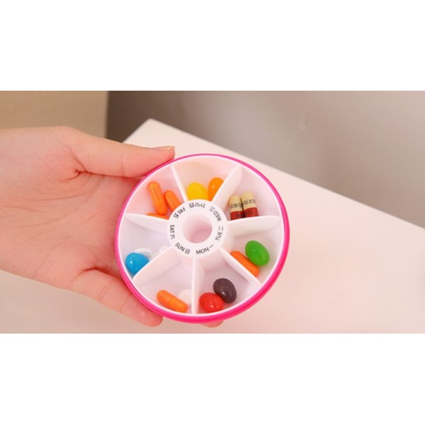 Органайзер круглий для таблеток на 7 відділень SMILE, круглий компактний кейс для таблеток на 7 відділень, 4 кольори