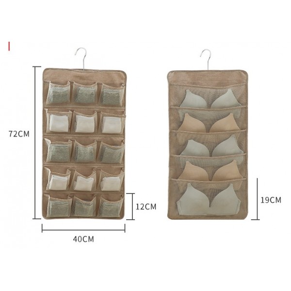 Органайзер підвісний в шафу для нижньої білизни, двосторонній 72х40 см
