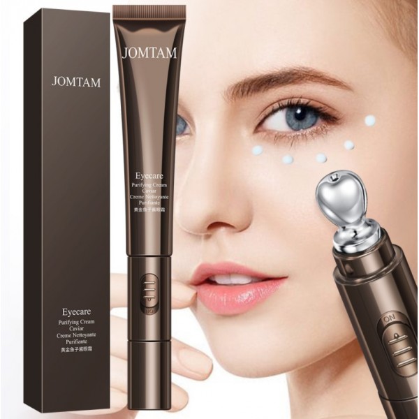 Крем для шкіри навколо очей JOMTAM Eyecare Purifying Cream Caviar Creme Nettoyante Purifiante з екстрактом ікри і вібро-масажером, 20 г