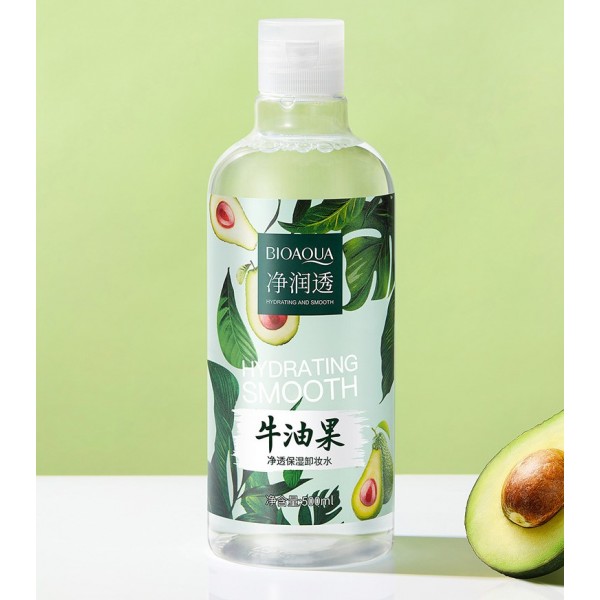 Засіб для зняття макіяжу, міцелярна вода Bioaqua Hydrating Smooth, з авокадо та олією Ши, 500 мл