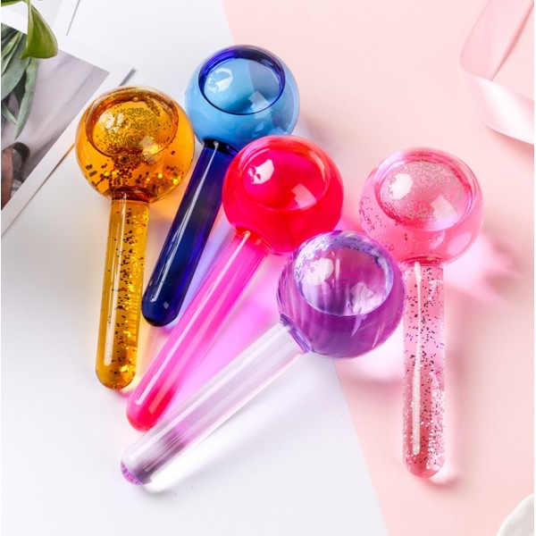 Масажер крижаний, фіолетовий, з шимером, кріомасажер із шимером, для обличчя та тіла, 2 шт