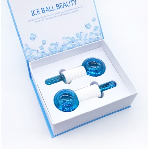 Масажер кріо, із шимером та резиновими ручками, крижаний, в коробці, кріомасажер для обличчя та тіла, 2 шт
