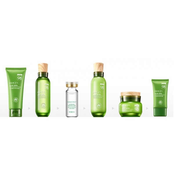 Подарунковий набір Images Aloe Vera 98%, з екстрактом алое, 6 засобів