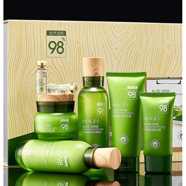 Подарунковий набір Images Aloe Vera 98%, з екстрактом алое, 6 засобів