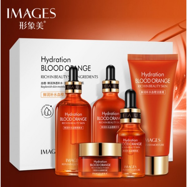 Подарунковий набір IMAGES Blood Orange Hydration, з екстрактом червоного апельсина, 5 засобів
