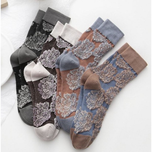 Шкарпетки бавовняні з квітами в стилі ретро, розмір 36-39, 1 пара