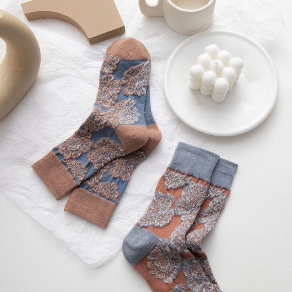 Шкарпетки бавовняні з квітами в стилі ретро, розмір 36-39, 1 пара Шкарпетки бавовняні з квітами в стилі ретро, розмір 36-39, 1 пара