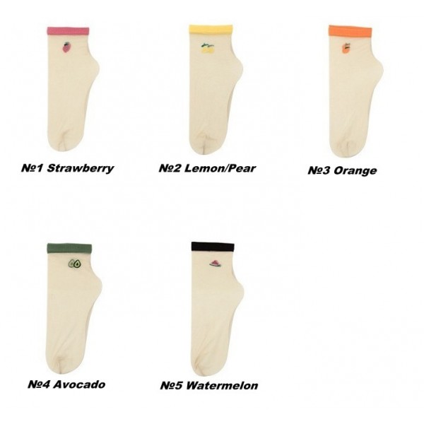 Шкарпетки з фруктами ультратонкі з резинкою, жіночі капронові шкарпетки, розмір 36-39, 1 пара