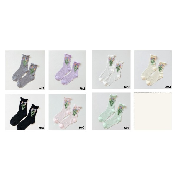 Шкарпетки сітчасті і ультратонкі з квітковою вишивкою і резинкою, жіночі сітчаті носочки, розмір 36-39, 1 пара