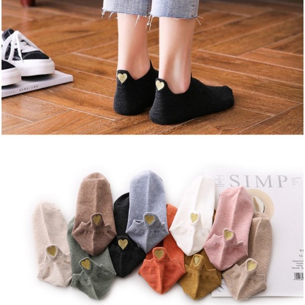 Шкарпетки короткі бавовняні однотонні базові, шкарпетки з сердечками яскраві розмір 36-39, 1 пара