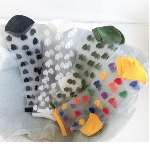 Шкарпетки з сердечками ультратонкі з резинкою, жіночі капронові шкарпетки, розмір 36-39, 1 пара