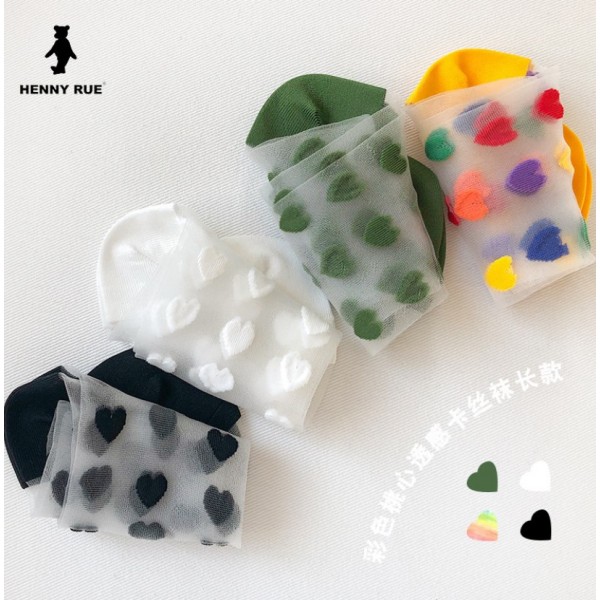 Шкарпетки з сердечками ультратонкі з резинкою, жіночі капронові шкарпетки, розмір 36-39, 1 пара