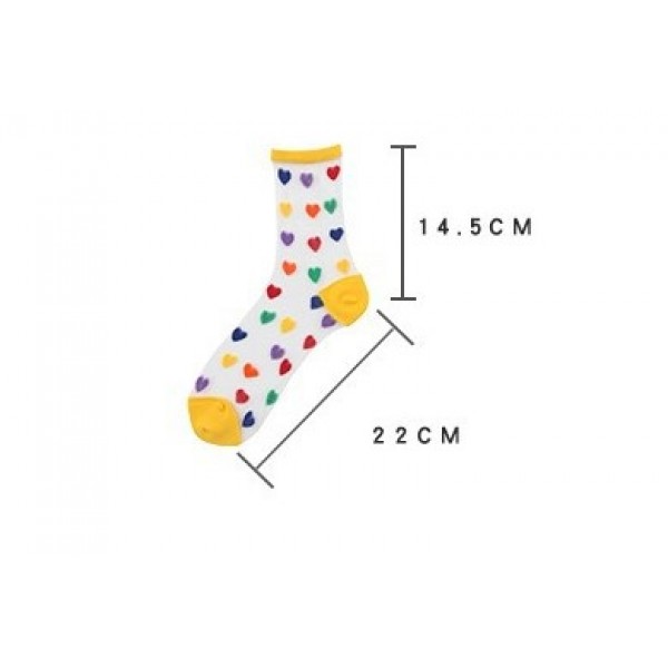 Шкарпетки з сердечками ультратонкі з резинкою, жіночі капронові шкарпетки, розмір 36-39, 1 пара