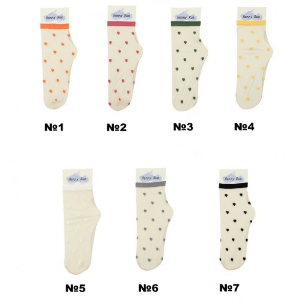 Шкарпетки короткі з сердечками ультратонкі з резинкою, жіночі капронові шкарпетки, розмір 36-39, 1 пара