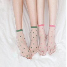 Шкарпетки короткі з сердечками ультратонкі з резинкою, жіночі капронові шкарпетки, розмір 36-39, 1 пара