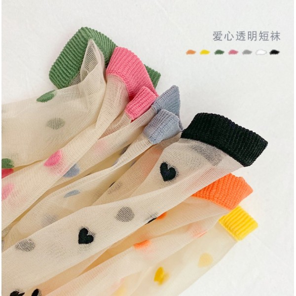 Шкарпетки короткі з сердечками ультратонкі з резинкою, жіночі капронові шкарпетки, розмір 36-39, 1 пара