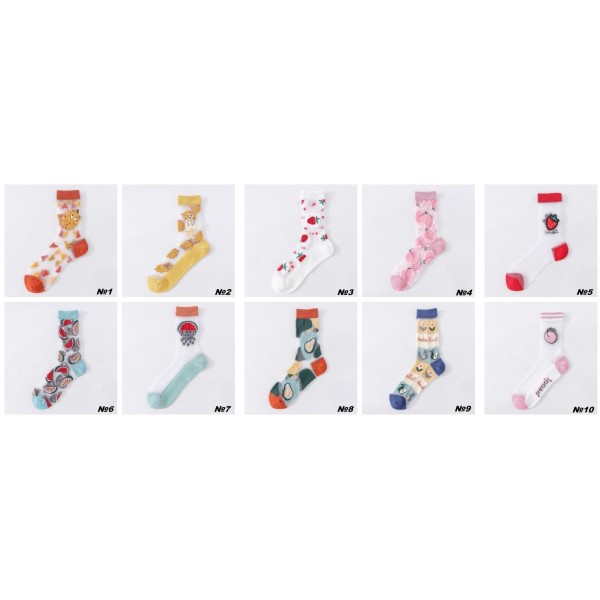 Шкарпетки з фруктами ультратонкі з резинкою, жіночі капронові шкарпетки, розмір 36-39, 1 пара