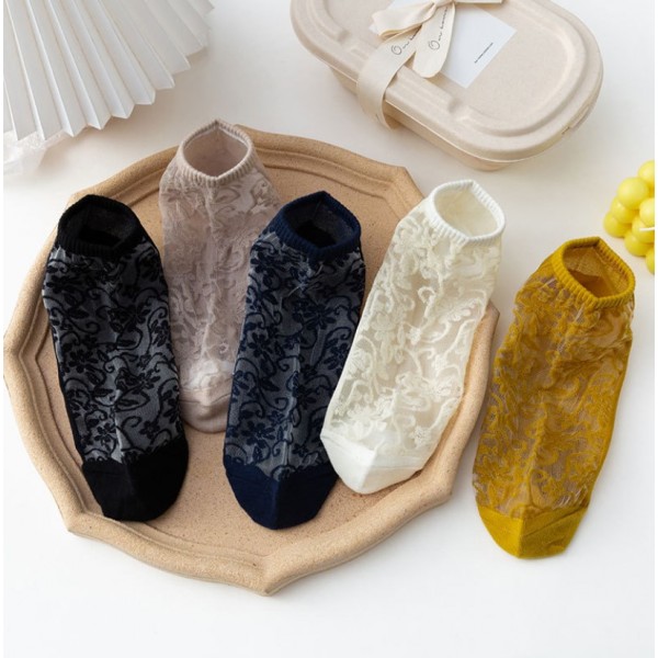 Носки с узором и резинкой, женские хлопковые носки с капроновой вставкой, размер 36-39, 1 пара