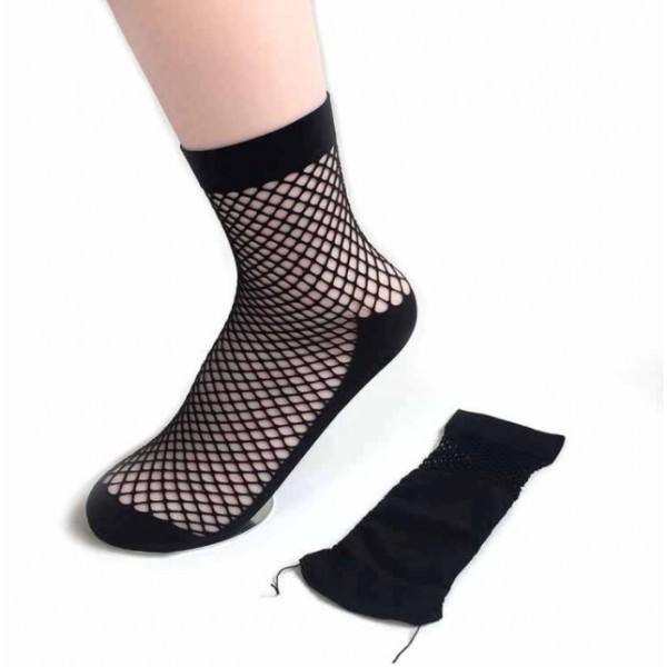Шкарпетки в сітку з ущільненим носочком, підошвою, пятою та широкою резинкою, чорні шкарпетки в сіточку, розмір 36-39, 1 пара