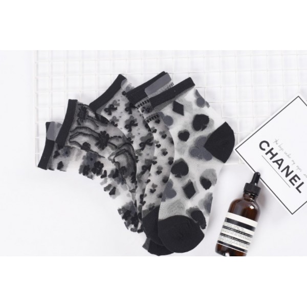 Набір шкарпеток з візерунками ультратонкі з гумкою, жіночі капронові носочки, розмір 36-39, 10 пар Набір шкарпеток з візерунками ультратонкі з гумкою, жіночі капронові носочки, розмір 36-39, 10 пар