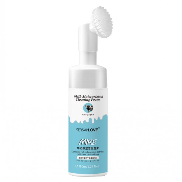 Пінка-мус з щіточкою для вмивання Sersanlove Milk Moisturizing Cleansing Foam з екстрактом молока, 150мл