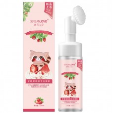 Пінка-мус зі щіточкою для вмивання Sersanlove Strawberry Amino Acid Cleanser Mousse з екстрактом полуниці, 150мл
