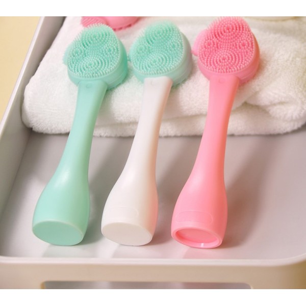 Щітка силіконова, двостороння, для очищення шкіри обличчя, стійка, різні кольори