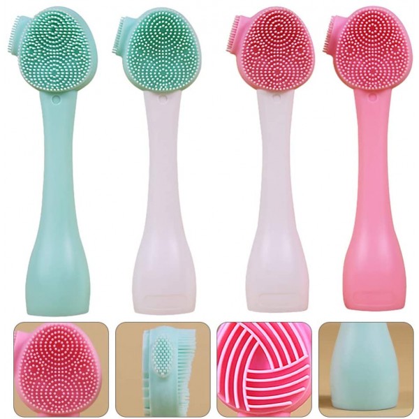 Щітка силіконова, двостороння, для очищення шкіри обличчя, стійка, різні кольори