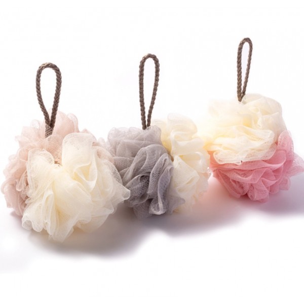 Мочалка для душу пінна "Pink-White", мочалка-шар