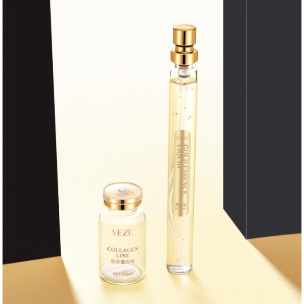 Набір сироваток + пептидна нитка VEZE GOLD PROTEIN PEPTIDE ESSENEE COMBINATION із золотом 15мл. х 5шт + 12 шт