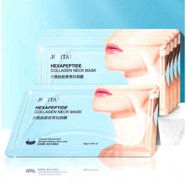 Маска колагенова для шиї Jomtam Hexapeptide Collagen Neck Mask, з пептидами, 1 шт