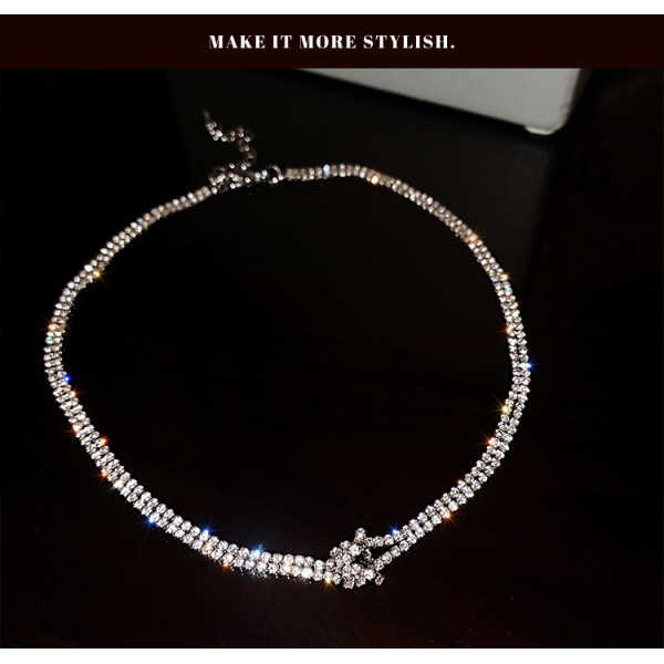 Чокер зі стразами "Shiny Knot", срібло